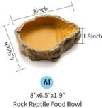 Reptile Water Dish,Resin Reptile Rock Food Feeder Bowl, Water and Food Bowl,Terrarium Decor for Leopard Gecko, Lizard,Spider,Turtle,Scorpion, Chameleon,Hermit Crabs (M, Yellow) - Image 6