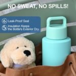 Insulated Dog Travel Water Bottle with Detachable Bowls, 3 in 1 Portable Dog Water Bottle Dispenser, Dog Accessories for Walking, Hiking, Camping, Outdoor (Mint Green, 32 Oz) - Image 3