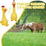 Hungdao 2 Pcs Rubber Chicken Squeaky Dog Toy 11 Inches Horse Toys Latex Reduce Separation Anxiety Screaming Chicken Toy for Small, Medium or Large Horse Pet (Yellow) - Image 4