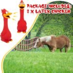 Hungdao 2 Pcs Horse Toys 11 Inches Latex Rubber Chicken Dog Toy Reduce Separation Anxiety Screaming Chicken Toy for Horse Pet(Red) - Image 4