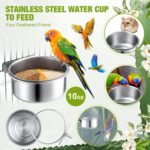 Sabary 6 Pieces Stainless Steel Pet Feeder Water Bowl 10 oz Bird Parrot Feeders Water Cage Bowls with Holder Bird Feeding Dish Cups for Bird Parrot Cockatiel Small Animal - Image 4