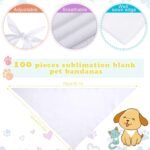 100 Pcs Sublimation Blank Dog Bandanas Heat Transfer Washable Triangle Dog Scarf DIY Sublimation PET Bandana Dog Bib Kerchief Puppy Accessories for Dogs Cat, White (30.71 x 21.65 Inch) - Image 3