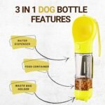 Dog Water Bottle Portable – Leak Proof and Lightweight Water Bottle for Dogs– Travel Water Bottle with Bowl–Dog Walking Accessories,Water Dispenser with Food Container & Poop Bag, YELLOW - Image 4