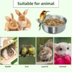 2Pcs Small Bird Bowls for Cage Stainless Steel, Parakeet Feeding Dish Cups with Clamp Holder, Hanging Hamster Foraging Food & Water Bowl for Parrot Cockatiel Budgies Bunny Hedgehog (2 Packs, S) - Image 6