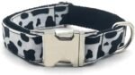 Personalized Cow Pattern Pet Collar Custom Puppy ID Tag Adjustable Cat Accessory Black White Basic Dog Collars Leash Set (Small, Collar) - Image 3