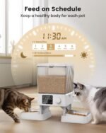 oneisall Automatic Cat Feeder for 2 Cats, 20 Cups/5L Automatic Cat Food Dispenser for Small Pets Indoor, Timed Cat Feeder for Dry Food(White) - Image 6