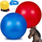 2 Pcs 40 Inch Horse Ball for Play Large Horse Ball Big Herding Ball for Horse Anti Burst Horse Soccer Ball Giant Horse Play Ball Toys for Horses to Play with, Pump Included (Blue and Red, 40 Inch) - Image 2