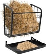 2 in 1 Wall Mount Hay Rack Duty Goat Horse Hay Feeder Rack Hanging Metal for Efficient Hay Storage and Dispensing Heavy Duty Hay Rack with Detachable Grain Tray, Effortless Installation in Farm - Image 2