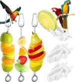6 PCS Bird Food Treats Skewer, Bird Food Holder Parakeet Hanging Food, Small Animal Stainless Steel Fruit Vegetable Stick Holder, Cockatoo Cockatiel Cage Treating Tool, Hanging Foraging Bird Toys - Image 2