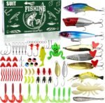 78pcs Fishing Lures kit Baits Tackle for Bass Trout Salmon Fishing Accessories Tackle Box Including Spoon Lures Soft Plastic Worms Crankbait Jigs Fishing Gear and Equipment - Image 2