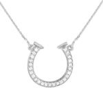 .925 Sterling Silver Cubic Zirconia Lucky Horseshoe Necklace - Choice of Chain Length - Image 2