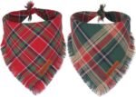 ADOGGYGO Christmas Dog Bandanas with Tassels Edges, Stylish Plaid Dog Christmas Scarf Bib, Multiple Sizes Offered, Plaid Bandanas for Medium Large Dogs (Christmas-1, Large) - Image 2