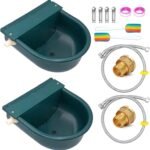 Automatic Dog Water Bowl Dispenser Large Breed Outdoor with Float Valve 2 Pcs Automatic Horse Waterer PP Water Feeder Trough Kit Goat Waterer,Livestock Water Bowl,Livestock Dispenser for Dogs (Green). - Image 2