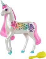 Barbie Dreamtopia Unicorn, Brush 'n Sparkle Interactive Toy with Lights & Sounds, Magical Brush Accessory, White Unicorn with Pink Mane & Light-Up Stars - Image 2