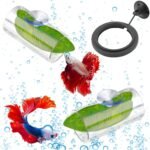 Betta Fish Tank Accessories, 2pcs Betta Tunnel & 2pcs Betta Fish Leaf & Round Fish Feeding Ring Fish Toys Betta Fish Natural Habitat Shelter Hideaway Betta Fish Tank Decorations - Image 2