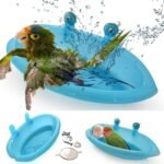 Bird Bath Toy with Mirror, Shower Parrot Bathing Tub Food Feeder Bowl for Pet Small Medium Parrot Parakeets Cockatiels, Conures, Macaws, Love Birds, Finches - Image 2