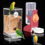 Bird Water Dispenser, Automatic Bird Feeder for Cage,No Mess Bird Feeder, Parakeet Seed Container Food Feeder Drinker for Cage, Parrot Feeder Cage Accessories，Cockatiel Canary Lovebirds Budgies (Red) - Image 2