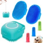 Comotech 3PCS Dog Bath Brush | Dog Shampoo Brush | Dog Scrubber for Bath | Dog Bath Brush Scrubber | Dog Shower/Washing Brush with Adjustable Ring Handle for Short & Long Hair (Blue Blue Blue) - Image 2