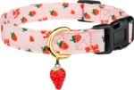 Cotton Handmade Dog Collar Cute and Distinctive Patterns Pink Strawberries with Pendant Cute Dog Collars for Small Medium Large Dogs Girl Dogs Boy Dogs S - Image 2