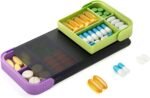 Daily Pill Organizer 8 Compartments - Small Portable Travel Pill Box Case Container for Daily Medication Vitamin Supplement Fish Oil, Medicine Holder Dispenser, with Medicine Labels, Deep Black - Image 2