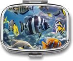 Different Fish Pill Box for Purse Pocket Small Square Pill Case Decorative Medicine Box Travel Medicine Tablet Case Vitamin Organizer Pill Container Holder Unique Gift - Image 2