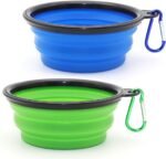Dog Bowl Pet Collapsible Bowls, 2 Pack for Cats Dogs, Portable Pet Feeding Watering Dish for Walking Parking Traveling with 2 Carabiners (Small, Blue+Green) - Image 2