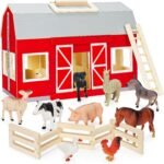 Farm Animals Toys for 3+ Year Old Toddlers Girls Boys, Big Wooden Barn Farm with Figures Animals Toy Pretend Play for Kids, Farm Playset Educational Learning Toys, Ideal Christmas Birthday Gifts - Image 2
