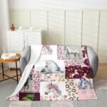 Feelyou Horse Flannel Fleece Throw Blanket Baby 30"x40" Kids, Flral Flower All Season Bed Blanket for Sofa Couch, Horseshoe Western Fuzzy Blanket, Plush Blanket Room Decor - Image 2
