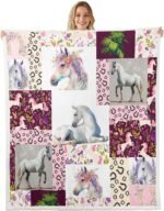 Feelyou Horse Fleece Throw Blanket Throw 50"x60" Kids, Flral Flower Fuzzy Blanket for Bed Sofa Couch, Horseshoe Western Sherpa Blanket, Fuzzy Blanket Room Decor - Image 2