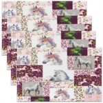 Feelyou Horse Placemats Set of 4 12"x18" Kids, Flral Flower Placemats for Dining Table Indoor Outdoor Kitchen, Horseshoe Western Table Mats Placemat, Decor Table Place Mats - Image 2