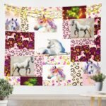 Feelyou Horse Tapestry Medium 59"x59" Kids, Flral Flower Wall Blanket Boys Girls, Horseshoe Western Wall Hanging, Wall Art Room Decor - Image 2