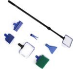 Fish Tank Cleaning Tools, 5 in 1 Cleaning Tool Kit, Aquarium Clean Set,Fish Net Gravel Rake Algae Scraper Fork Sponge Brush Glass Cleaner Tools Kit with Telescopic Handle (5 in 1 Cleaning Tool Kit) - Image 2