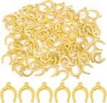 Framendino, 100 Pack Gold Horseshoe Charms Pendants Horseshoe Charm for Bracelet Jewelry Making DIY Crafts - Image 2