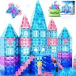 Frozen Toys for Girls Magnetic Tiles 102pcs with 2 Stairs 2 Dolls Princess Castle Building Toys Girls Toys Age 4-5 6-8 Magnetic Blocks Birthday Xmas Gifts for Girls Toys for 3 4 5 6 7 8+ Year Old - Image 2