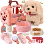 Golray Dog Toys for Kids Girls, Electronic Interactive Walking Barking Dog with 12 Pcs Carrier & Accessories Toddler Girl Toy Dog Puppy Pet Care Pretend Play Set, Birthday Gift for Little Girl 3 4 5 6 - Image 2