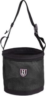Harrison Howard Horse Muzzle Feed Bag Durable Nylon Mesh Grain Feed Bag with Adjustable Strap Mars Black Medium - Image 2