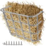 Hay Feeder Goat, 24.4 x 20.8 x 12.6 Multiple Sided Goat Hay Rack, Heavy Duty Galvanized Metal Wall Hay Rack for Sheep Horses, etc(Silver) - Image 2