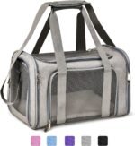 Henkelion Cat, Dog Carrier for Small Medium Cats Puppies up to 15 Lbs, TSA Airline Approved Carrier Soft Sided, Collapsible Travel Puppy Carrier - Grey - Image 2