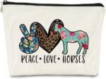 Horse Gifts for Women Horse Makeup Bag,Horse Themed Gifts for Women,Peace Love Horse Leopard Floral Cosmetic Bag Cowgirls Gift,Horse Lovers,Horse Owners Gifts, Christmas Birthday Gift - Image 2