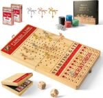 Horse Race Board Game, Large 21" Horse Racing Board Game with 11 Luxury Metal Horses, Foldable Solid Wood Horse Racing Game with Tokens, 2 Sets of Dice, 2 Boxes of Cards for Parties - Image 2