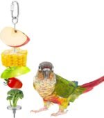 Hypeety Bird Fruit Vegetable Holder Stainless Steel Vegetable Skewer Hanging Food Feed Tool for Parrot Budgies Parakeet Cockatiels Conure Lovebirds Finch Canary Pigeon Hamster Rat Gerbil(7.9inch,20cm) - Image 2