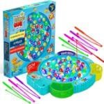 IPIDIPI TOYS Fishing Game for Kids, Light Up Magnetic Fishing Game for Toddlers - 45 Fish, 8 Poles Fishing Toy - Rotating Fish Board Game with Music and LED, Fine Motor Skill Toys for Boys and Girls - Image 2