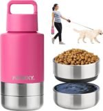 Insulated Dog Travel Water Bottle with Detachable Bowls, 3 in 1 Portable Dog Water Bottle Dispenser, Dog Accessories for Walking, Hiking, Camping, Outdoor (Hot Pink, 32 Oz) - Image 2