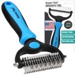Maxpower Planet Pet Grooming Rake - Double Sided Deshedding, Dematting Tool - Undercoat Rake for Dogs, Cats - Extra Wide Dog Grooming Brush, Deshedder Comb for Long Hair, Reduce Shedding by 95%, Blue - Image 2