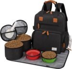 Modoker Dog Travel Bag, Airline Approved Backpack for Pet Accessories Organizer, Tote Weekend Bag with 2 Dog Food Storage Containers, 2 Collapsible Dog Bowls, 1 Pet Mat, Black - Image 2