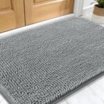 OLANLY Dog Door Mat for Muddy Paws 30x20, Absorbs Moisture and Dirt, Absorbent Non-Slip Washable Mat, Quick Dry Chenille, Mud Mat for Dogs, Entry Indoor Door Mat for Inside Floor, Grey - Image 2