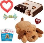 Original Snuggle Puppy Essentials Starter Kit. Heartbeat Dog Toy and Calming Aid with 3 Heat Packs, Puppy Teething Toy, Dog Chew Toy and Dog Blanket. - Image 2