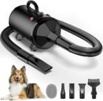 Pet Dryer 5.2HP/ 3800W,Quiet Dog Hair Dryer,Adjustable Speed&Temp High Helocity Blow Dryer for Dogs with 4 Nozzles,Detachable Hose,Black,Blue - Image 2