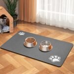 Pet Feeding Mat-Absorbent Dog Mat for Food and Water Bowl-Dog Accessories Pet Supplies-Dog Water Bowl for Messy Drinkers-No Stains Quick Dry Dog Water Dispenser Mat (12"x19", Dark Grey) - Image 2