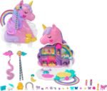 Polly Pocket 2-in-1 Travel Toy, Rainbow Unicorn Salon Styling Head with 2 Micro Dolls & 20+ Accessories - Image 2